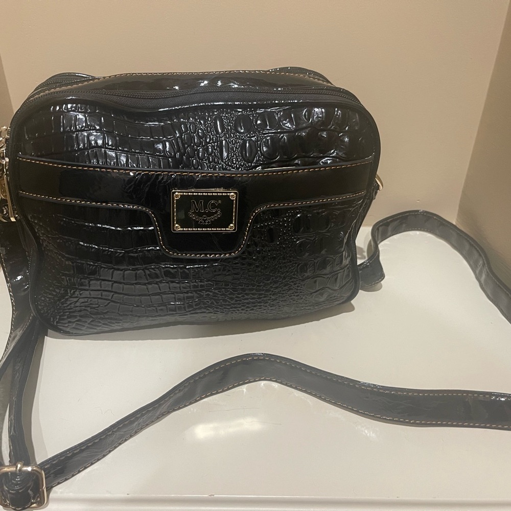M.C Marc Chantal Faux Alligator 3 zip Crossbody bag